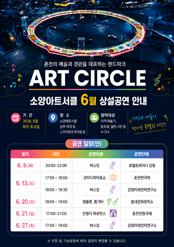 춘천 소양아트서클, 6월 다채로운 상설공연으로 시민 문화 향유 이끈다 Ⓒ춘천시